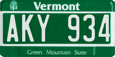 VT license plate AKY934