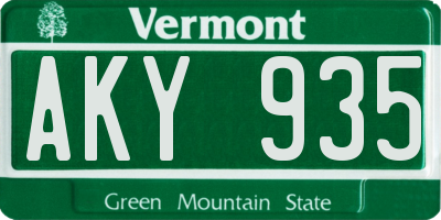 VT license plate AKY935