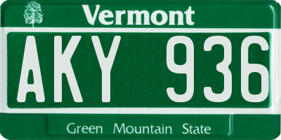 VT license plate AKY936