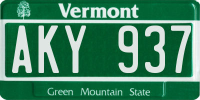 VT license plate AKY937