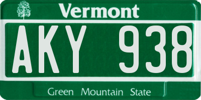 VT license plate AKY938