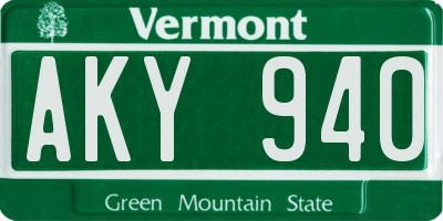 VT license plate AKY940