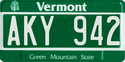 VT license plate AKY942