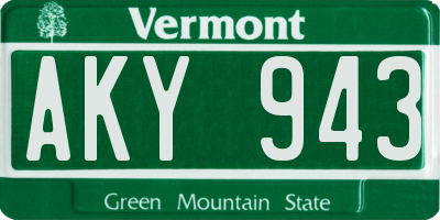 VT license plate AKY943