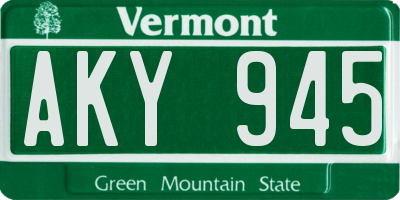 VT license plate AKY945