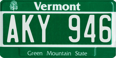 VT license plate AKY946