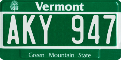 VT license plate AKY947