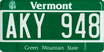 VT license plate AKY948