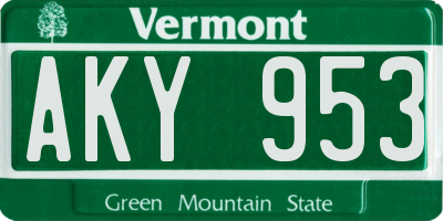 VT license plate AKY953