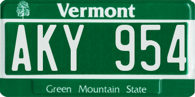VT license plate AKY954