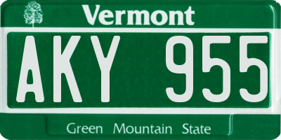 VT license plate AKY955
