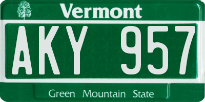 VT license plate AKY957