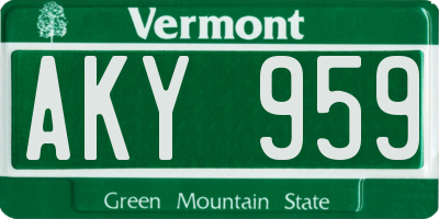 VT license plate AKY959