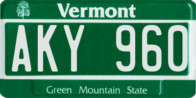 VT license plate AKY960