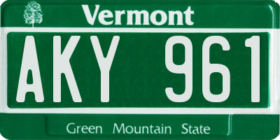 VT license plate AKY961