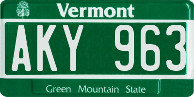 VT license plate AKY963