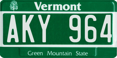 VT license plate AKY964