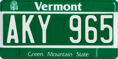 VT license plate AKY965