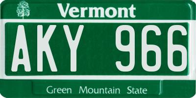 VT license plate AKY966