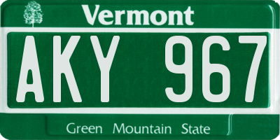VT license plate AKY967
