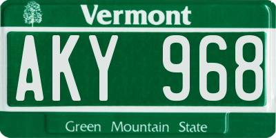 VT license plate AKY968