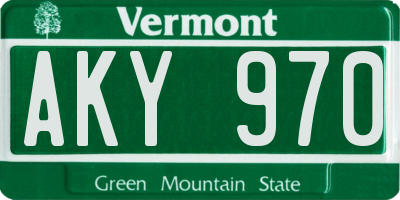 VT license plate AKY970