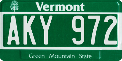 VT license plate AKY972