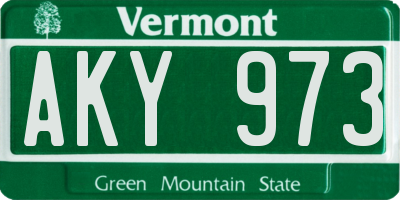 VT license plate AKY973