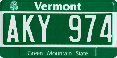 VT license plate AKY974