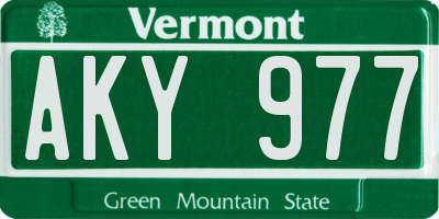 VT license plate AKY977