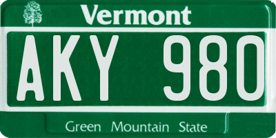 VT license plate AKY980