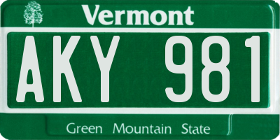 VT license plate AKY981