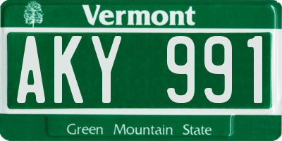 VT license plate AKY991