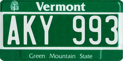 VT license plate AKY993