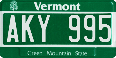 VT license plate AKY995