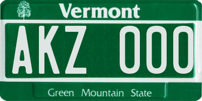 VT license plate AKZ000