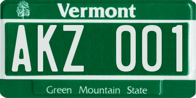 VT license plate AKZ001