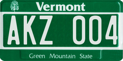 VT license plate AKZ004