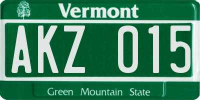 VT license plate AKZ015