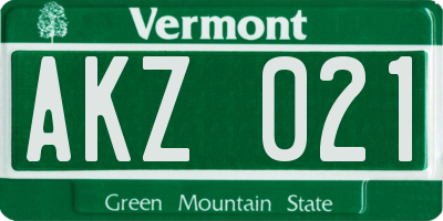 VT license plate AKZ021