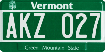 VT license plate AKZ027