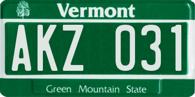 VT license plate AKZ031