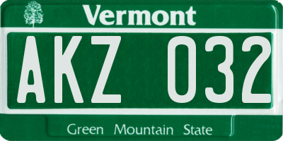 VT license plate AKZ032