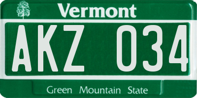 VT license plate AKZ034