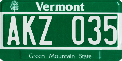 VT license plate AKZ035
