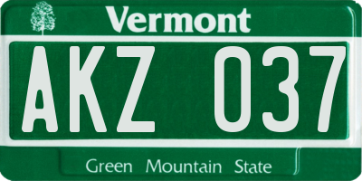 VT license plate AKZ037