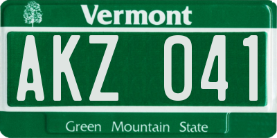 VT license plate AKZ041