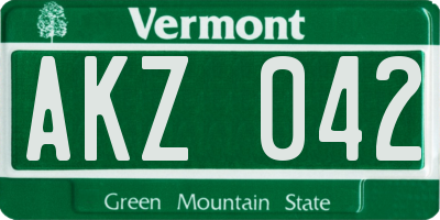 VT license plate AKZ042