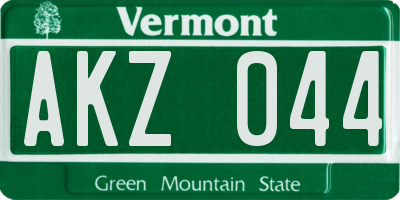 VT license plate AKZ044
