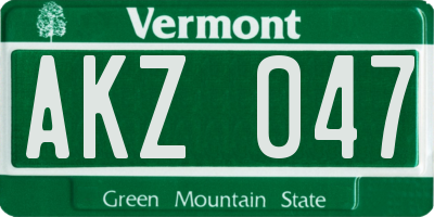 VT license plate AKZ047